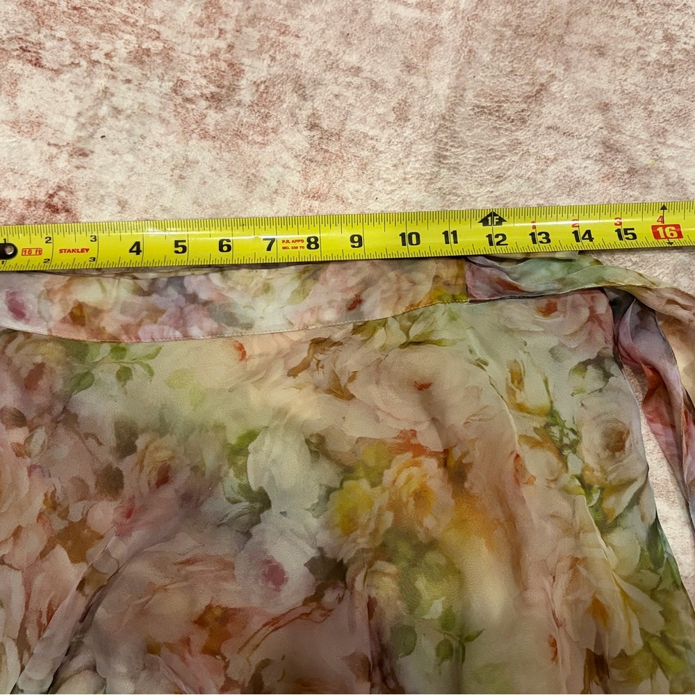 Valentino vintage flowy watercolor Floral Silk Skirt soft luxury romantic garden - Picture 16 of 16
